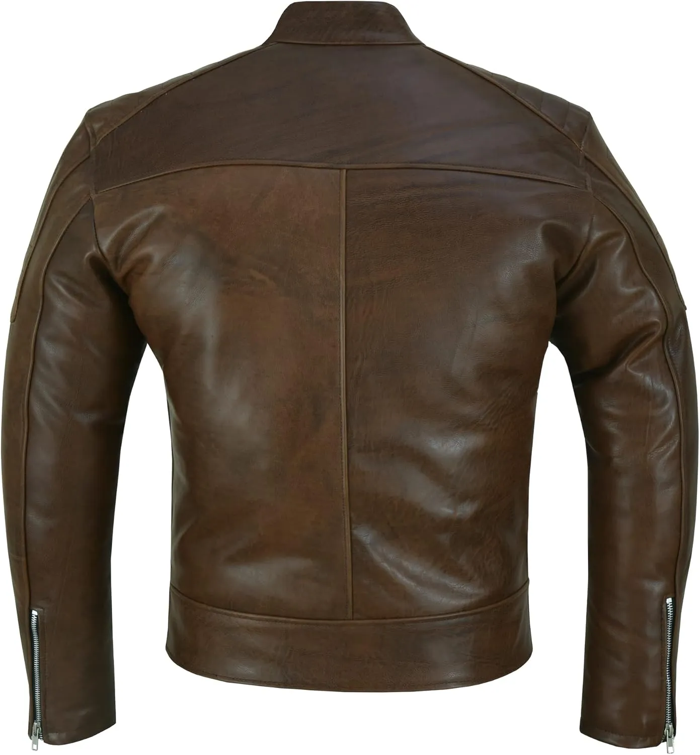 Mens Genuine Leather Jacket Cowhide Motorbike Motorcycle Moto-Jacket Real Leather Black/Brown
