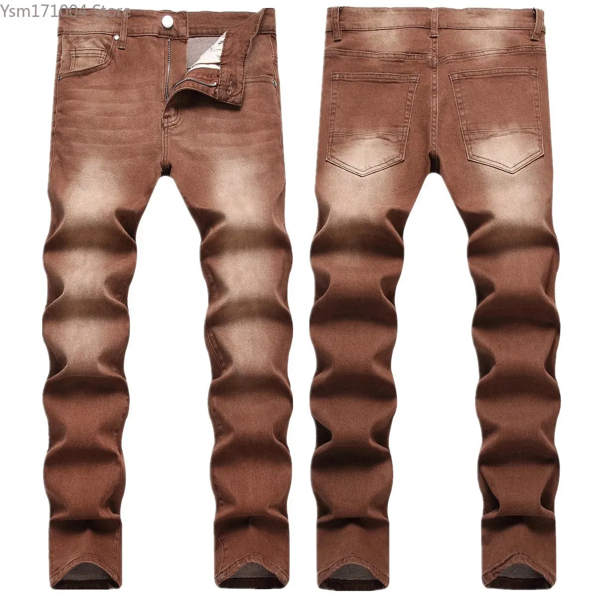 Men's Jeans Solid Elastic Slim Fit Fashion Pants Fashion Korean Street Clothing Men's Wear  Black Jeans  Men Jeans  Fall Guys