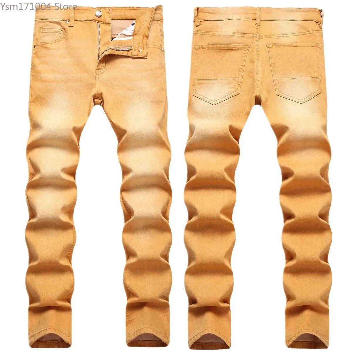 Men's Jeans Solid Elastic Slim Fit Fashion Pants Fashion Korean Street Clothing Men's Wear  Black Jeans  Men Jeans  Fall Guys