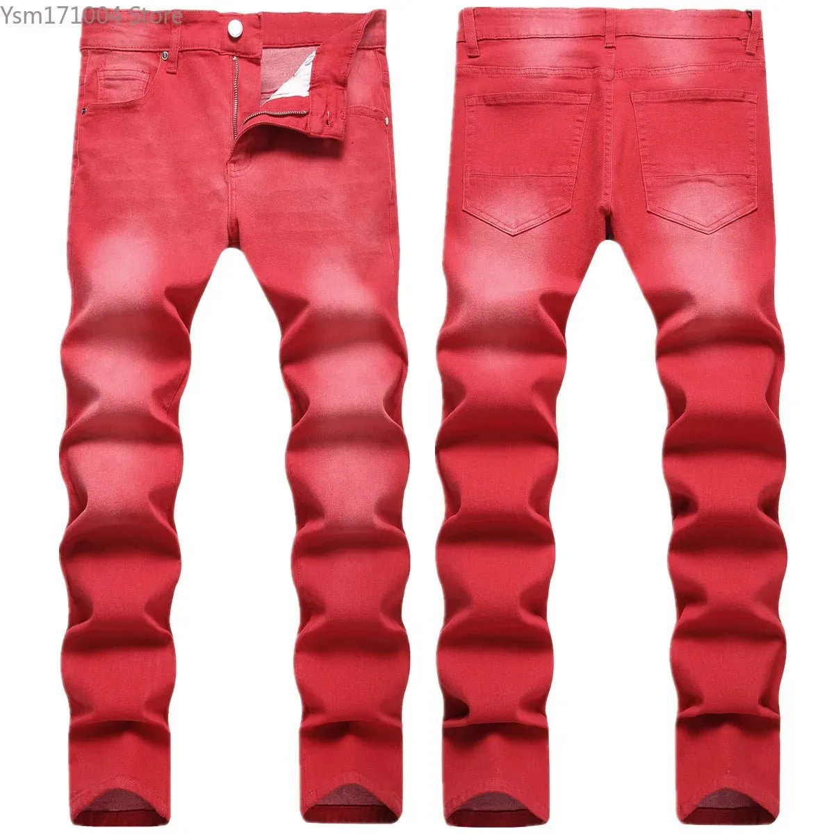 Men's Jeans Solid Elastic Slim Fit Fashion Pants Fashion Korean Street Clothing Men's Wear  Black Jeans  Men Jeans  Fall Guys