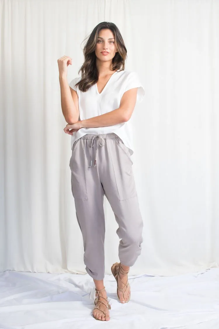 Natalie Busby Slim Slouch Pant Light Gray