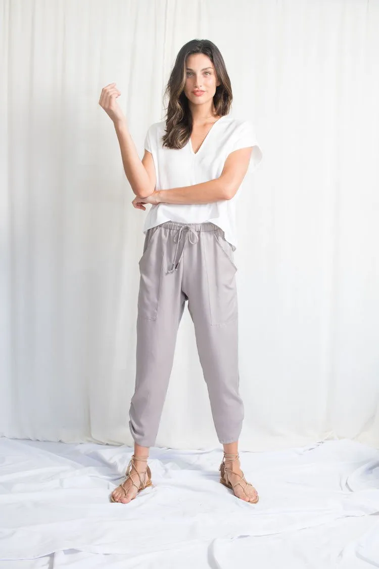 Natalie Busby Slim Slouch Pant Light Gray