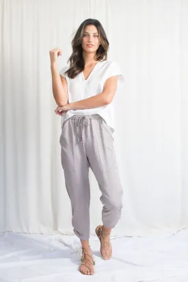 Natalie Busby Slim Slouch Pant Light Gray