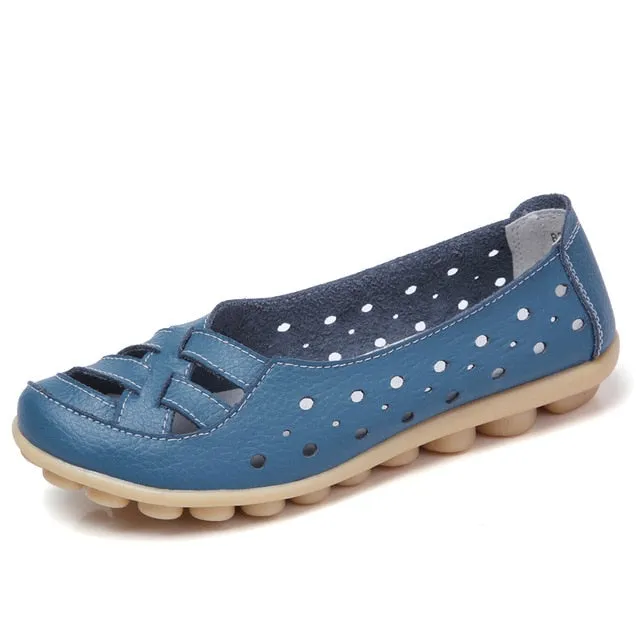 Plardin Plus Size 35-44 Women Fashion New Hollow Out Flats Shoes Slip-on Comfort soft Casual Shoes Female Lazy Shoes Woman