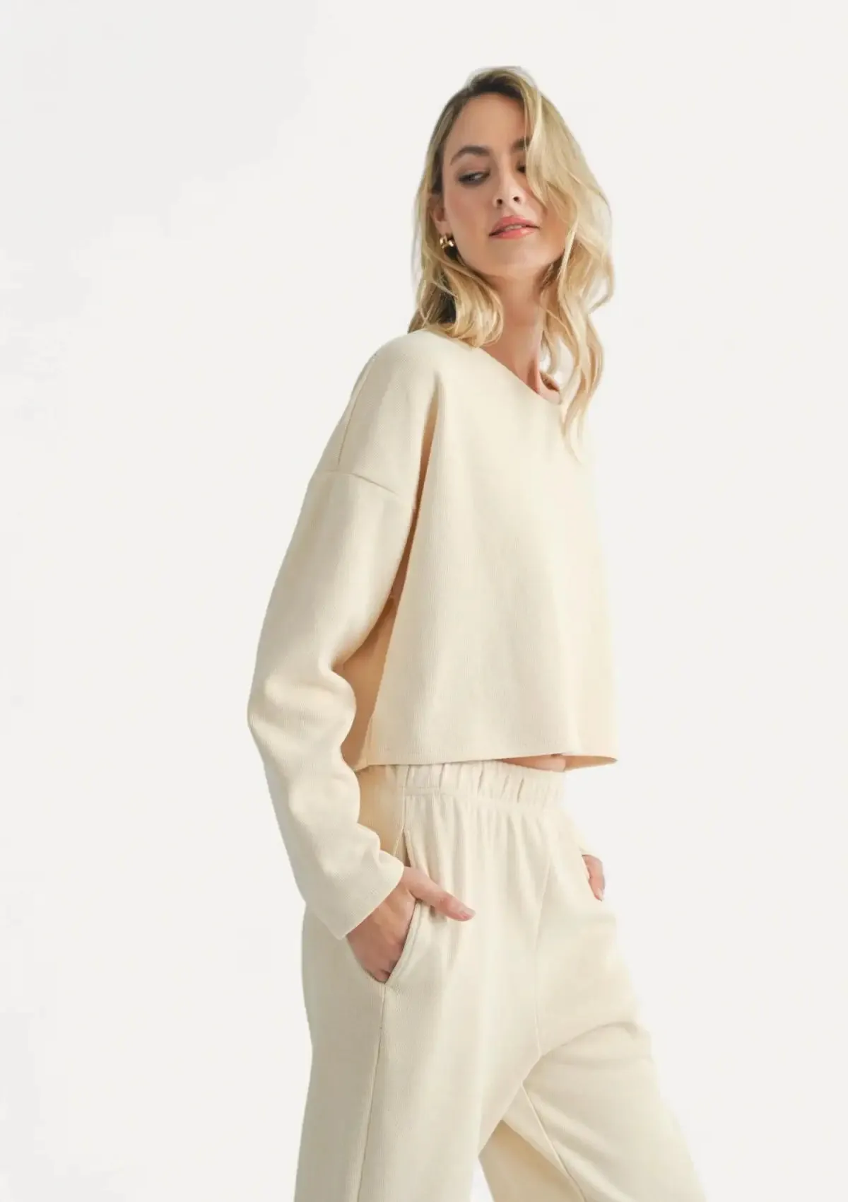 Relaxed Stay Crewneck Knit Top - Cream