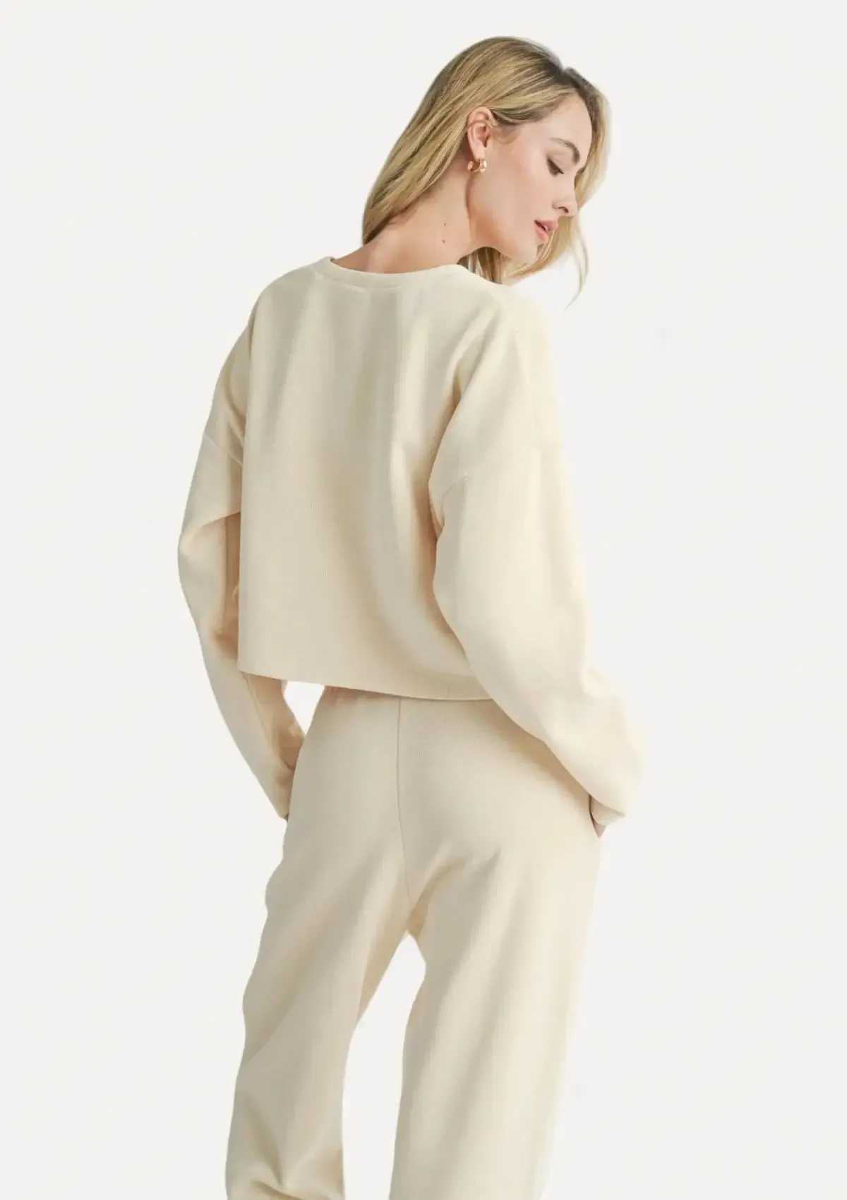 Relaxed Stay Crewneck Knit Top - Cream