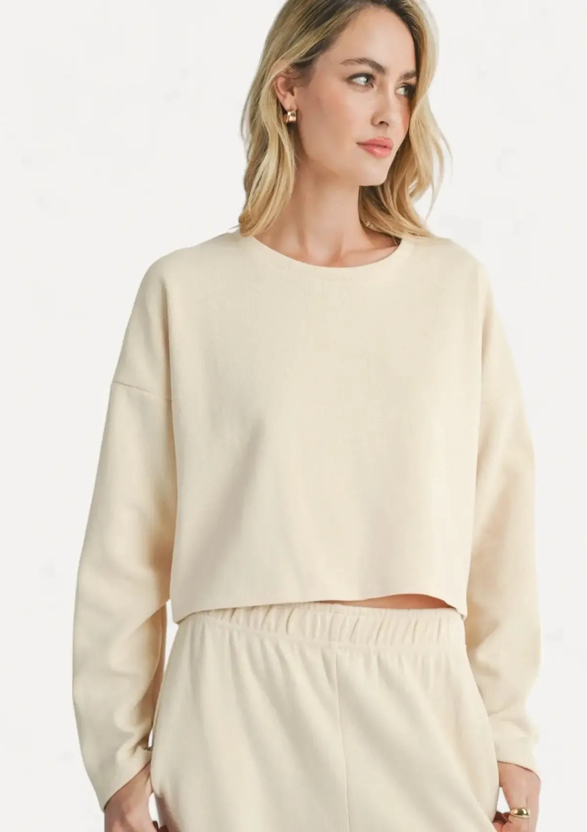 Relaxed Stay Crewneck Knit Top - Cream
