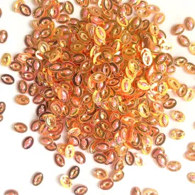 Sequins - Oval - Flat - 4mm x 5mm - Orange with Gold Lights (S60)