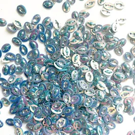 Sequins - Oval - Flat - 4mm x 6mm - Blue with Gold Lights (S7)