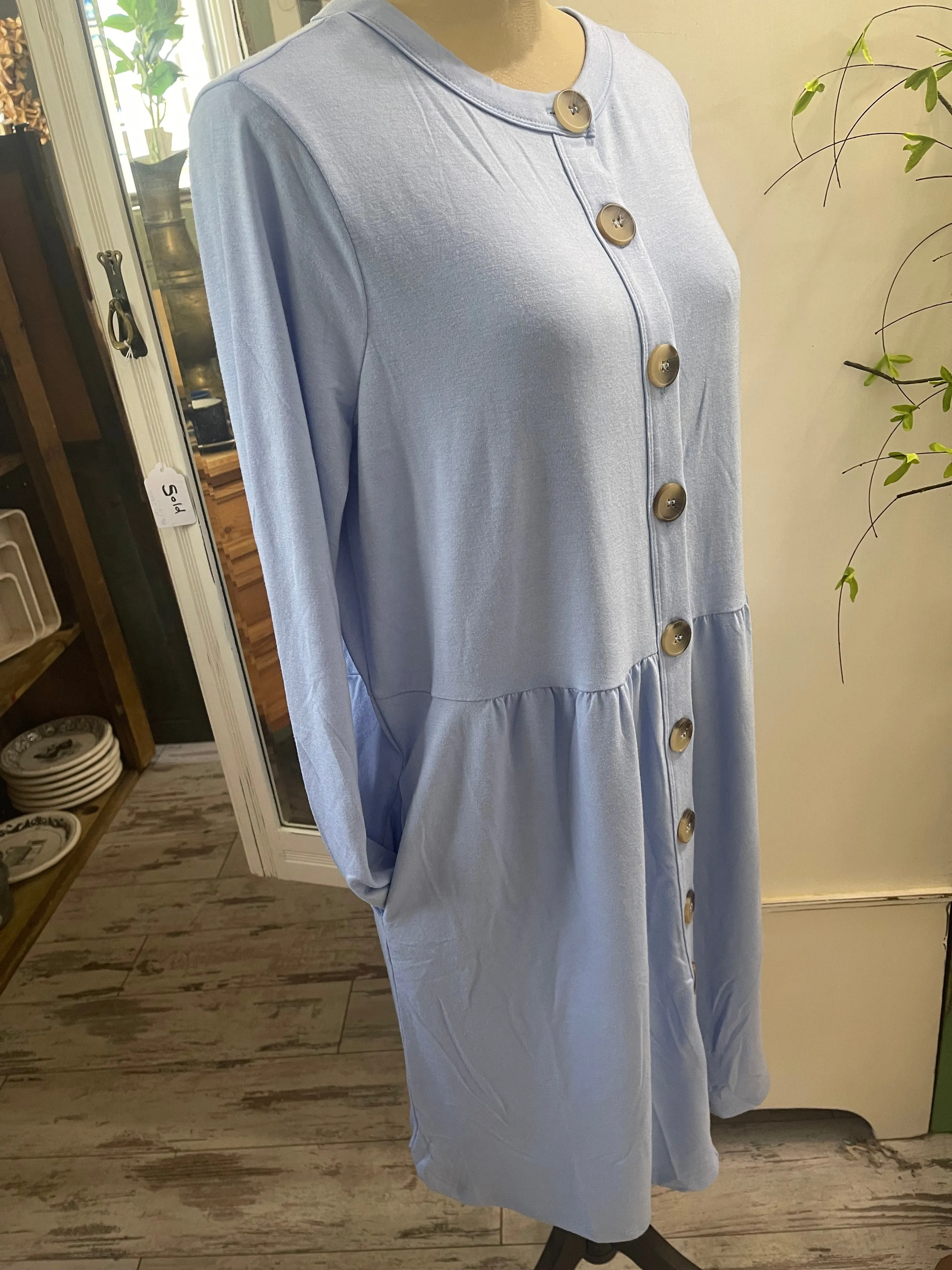 Shirred Waist Button Cardigan