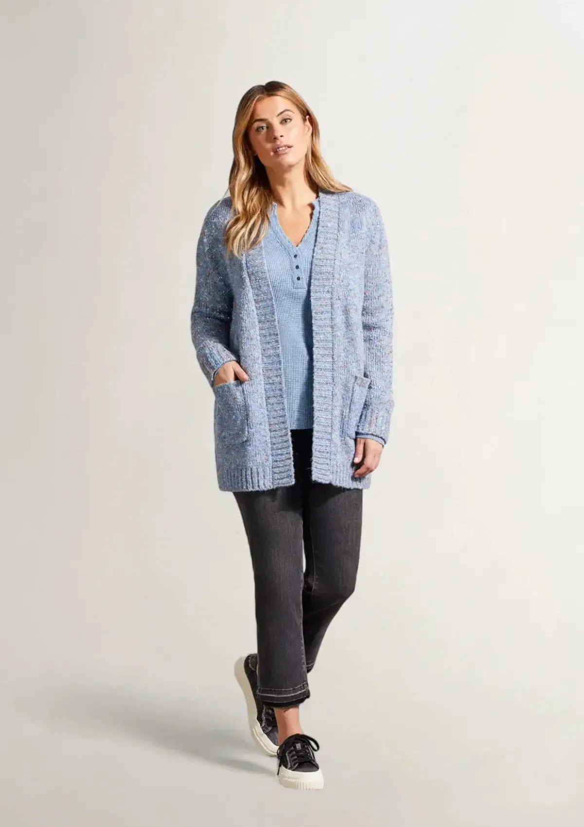 Simone Henley Thermal Top - Blue Jay