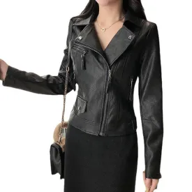 Small Leather Jacket Women's Short Korean Version Of The Thin All-match Motorcycle PU Leather Jacket