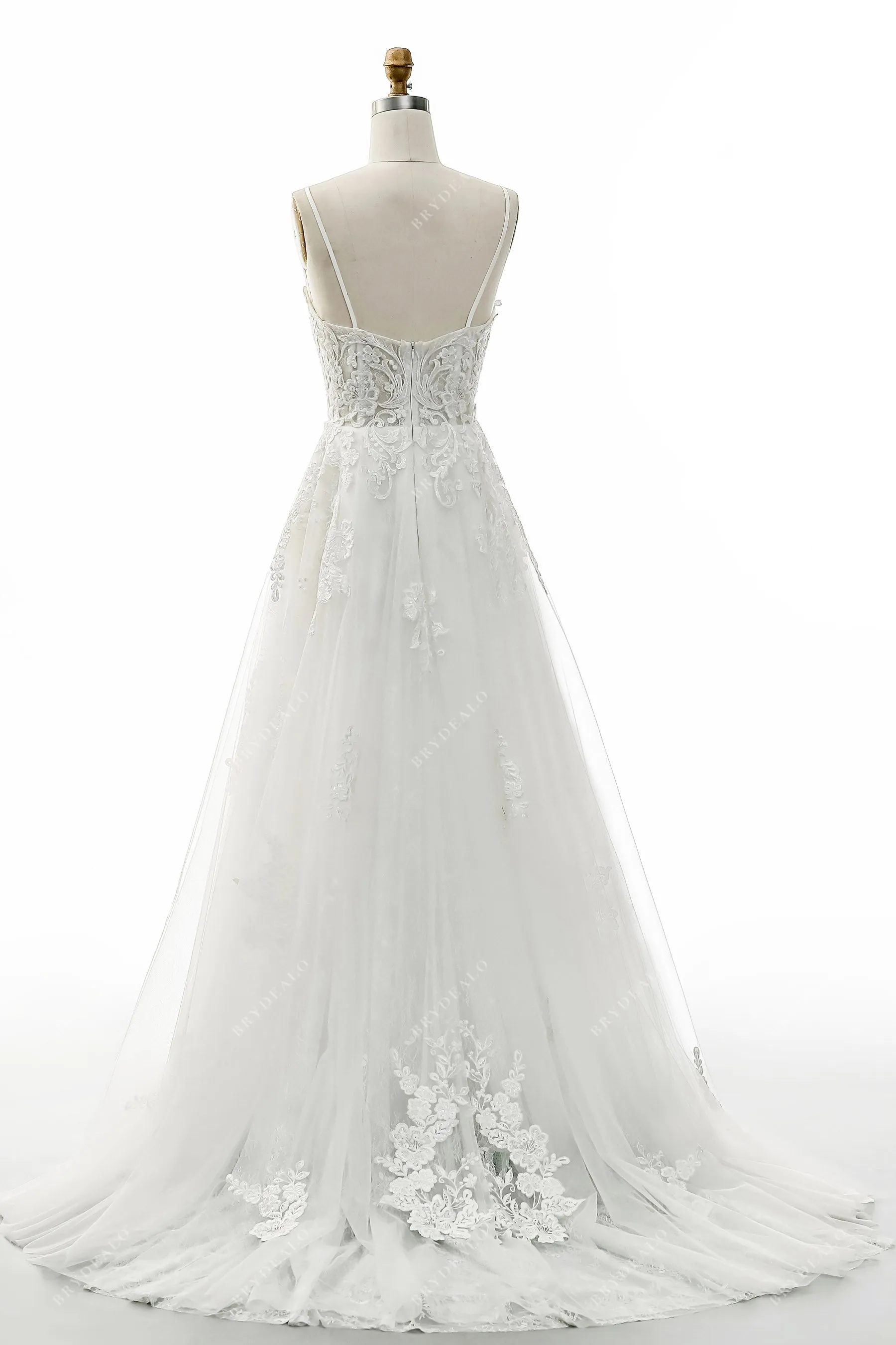 Spaghetti Strap Modern Corset Lace Destination Wedding Dress