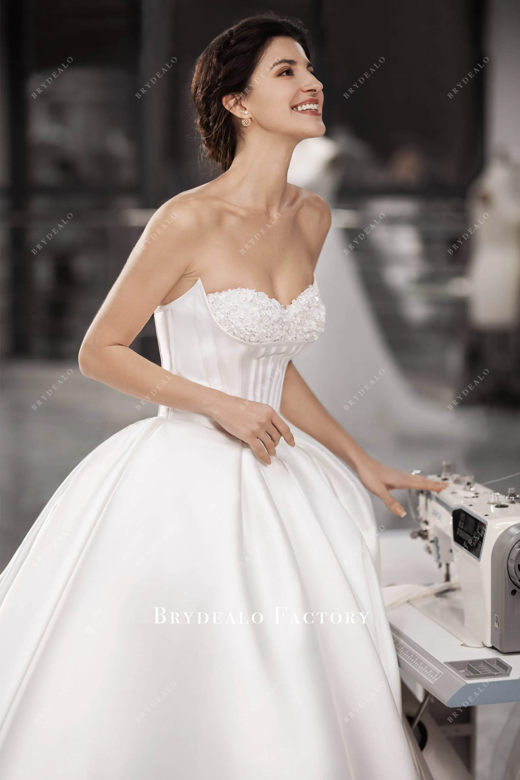 Strapless Corset Designer Mikado Princess Wedding Ballgown