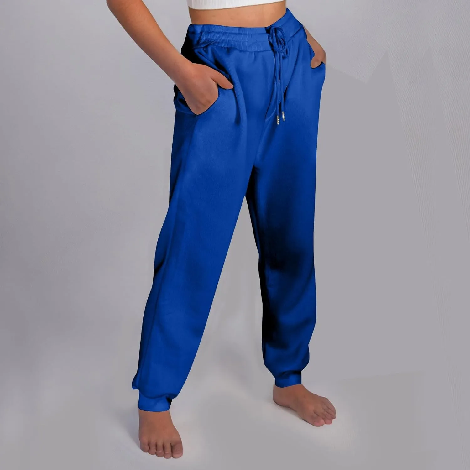 Sweatpants Women Summers Joggers Ladids Straight Leg Casual Harem Pants Drawstring Pant Cotton Solid S-3XL