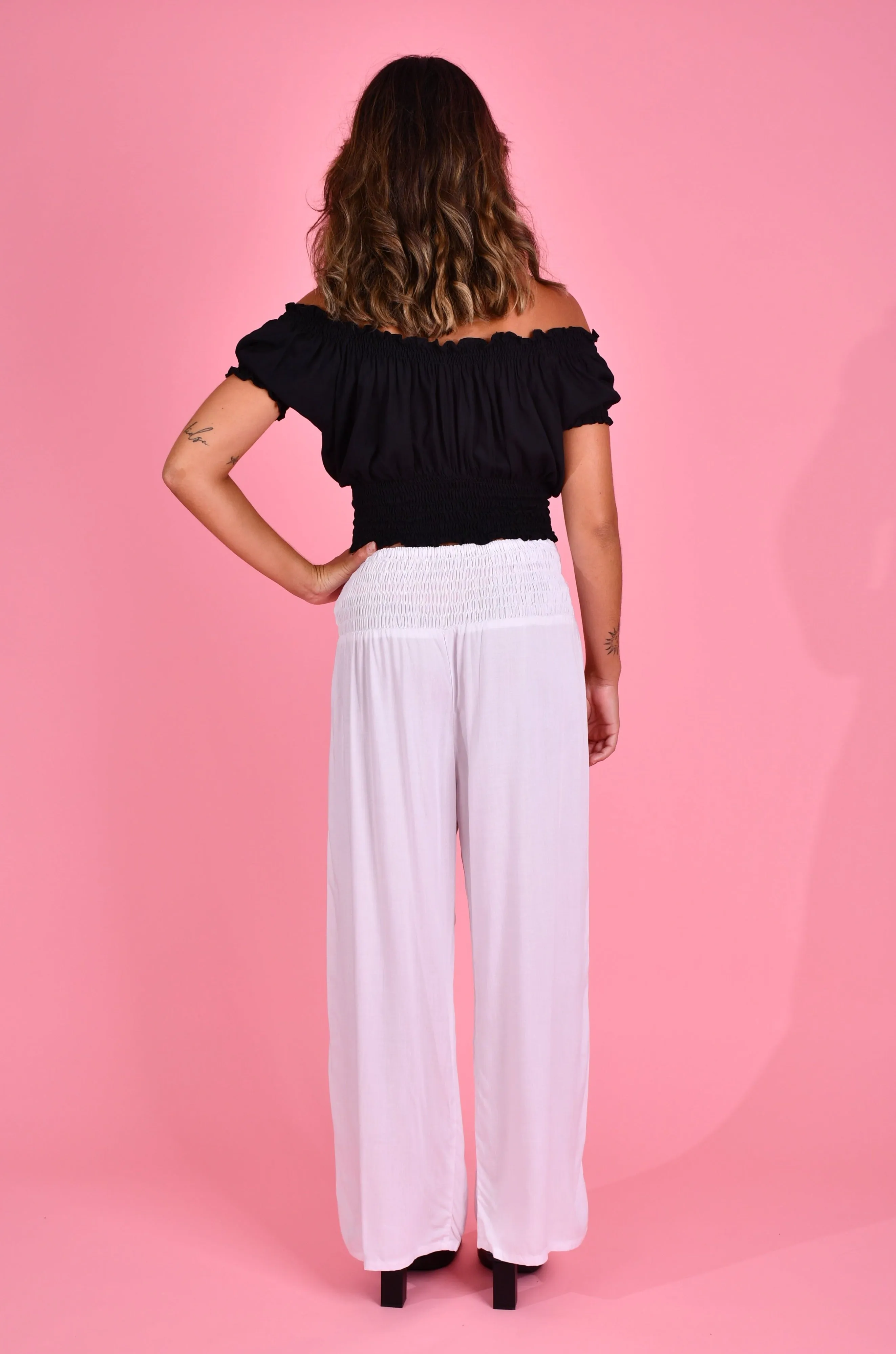 VGLP067 - LONG ROUCHED PANTS - WHITE