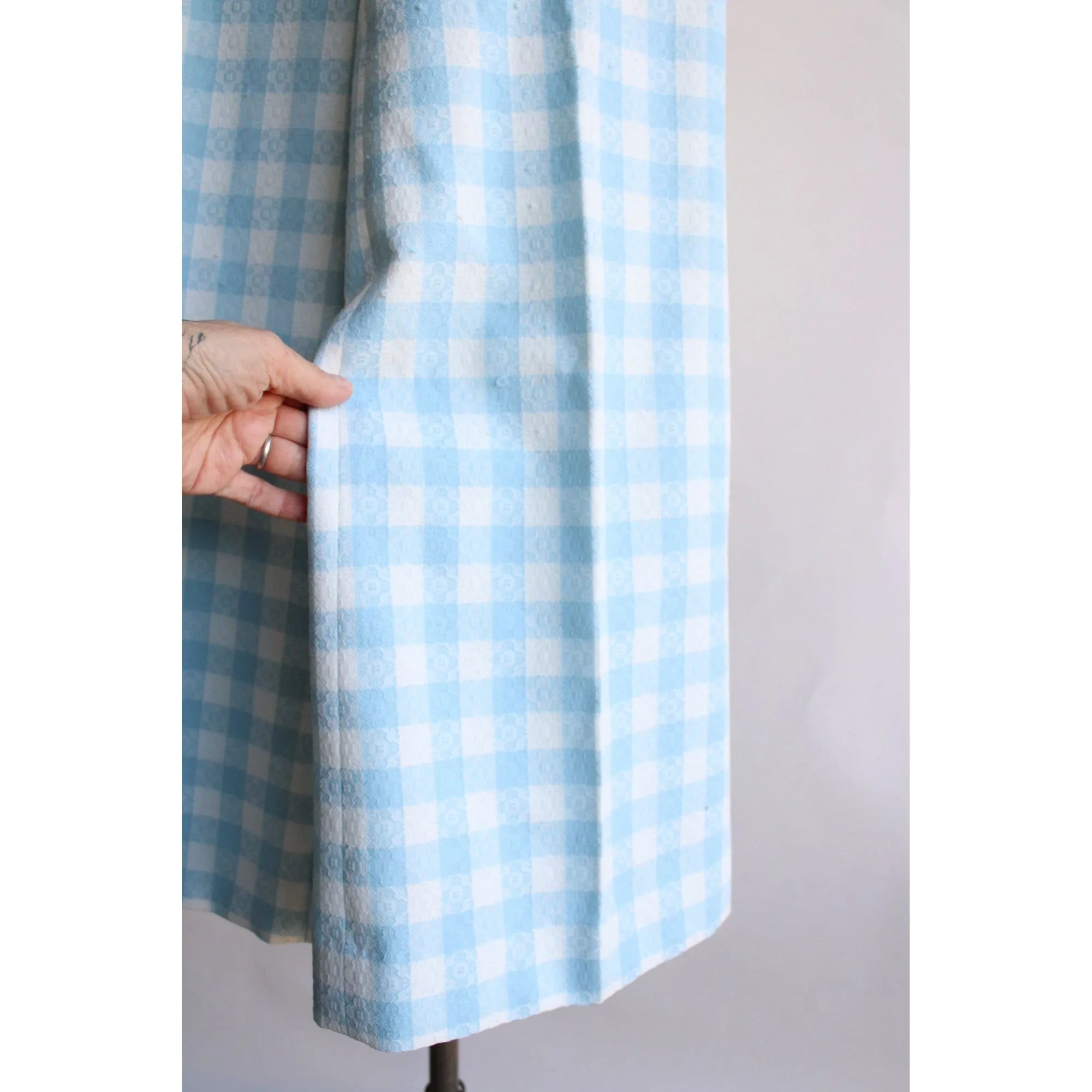 Vintage 1970s Suit ,Pants and Jacket Blue and White Check Two Piece Suit ,Jacket And Trousers Set