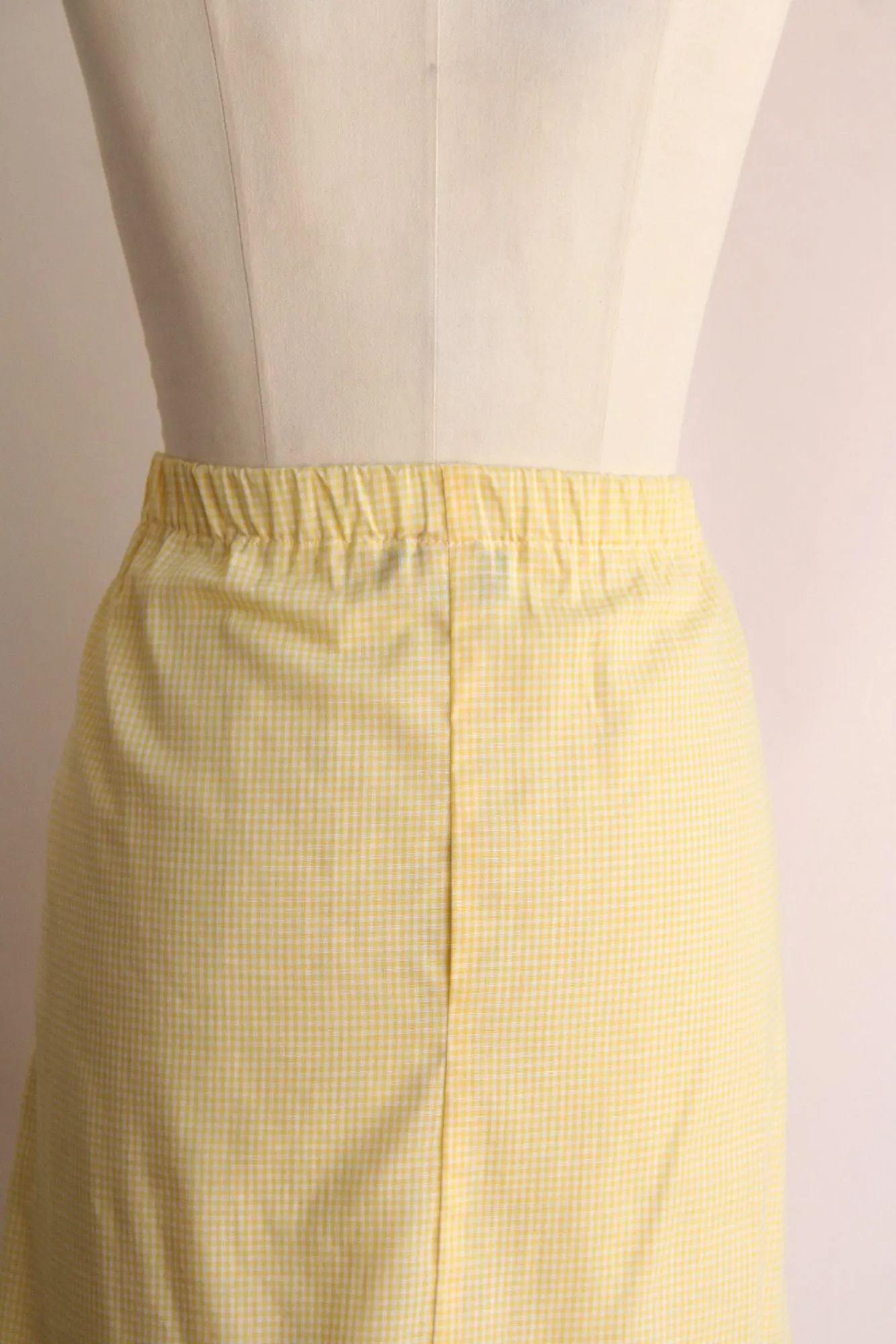 Vintage 1980s 1990s Yellow Gingham Skirt with Ruffle Hem