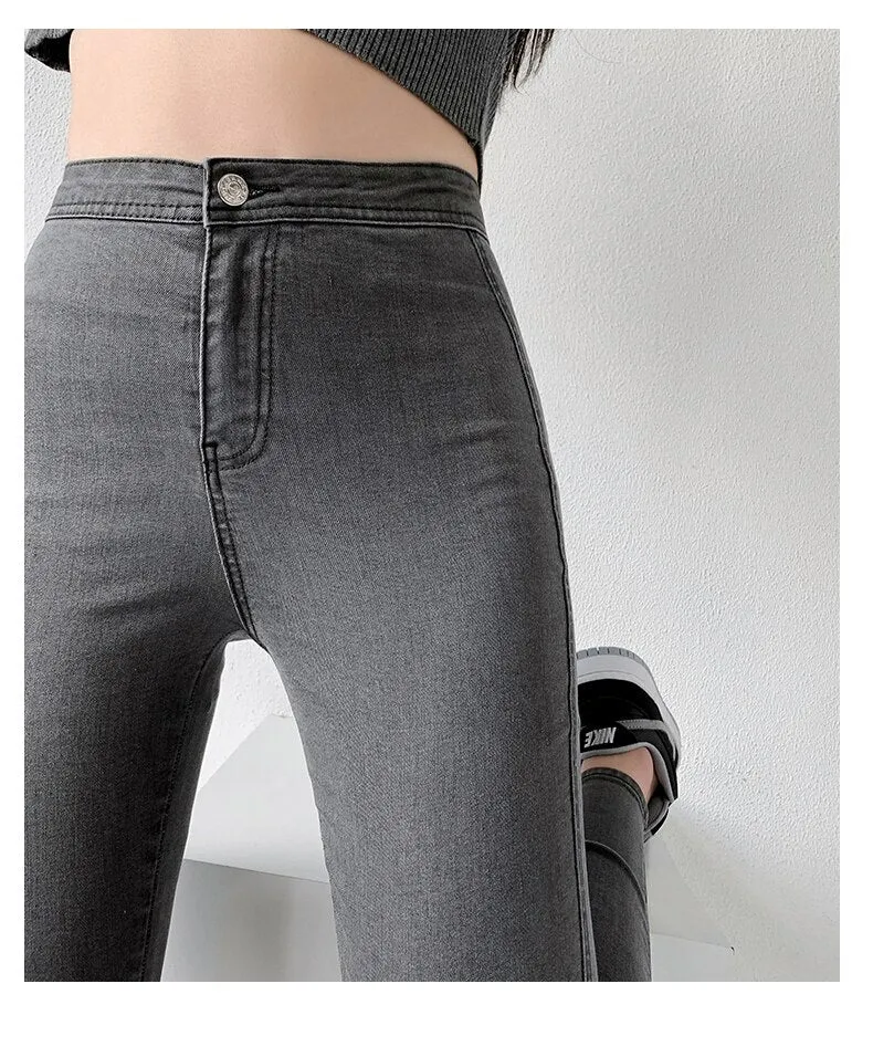 Wjczt Classic Blue  Jeans Women High Waisted Super Elastic Y2k Aesthetic Fashion Capris 2021 Urban Femme Denim Pants Streetwear Trendy