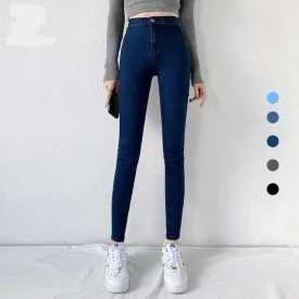 Wjczt Classic Blue  Jeans Women High Waisted Super Elastic Y2k Aesthetic Fashion Capris 2021 Urban Femme Denim Pants Streetwear Trendy