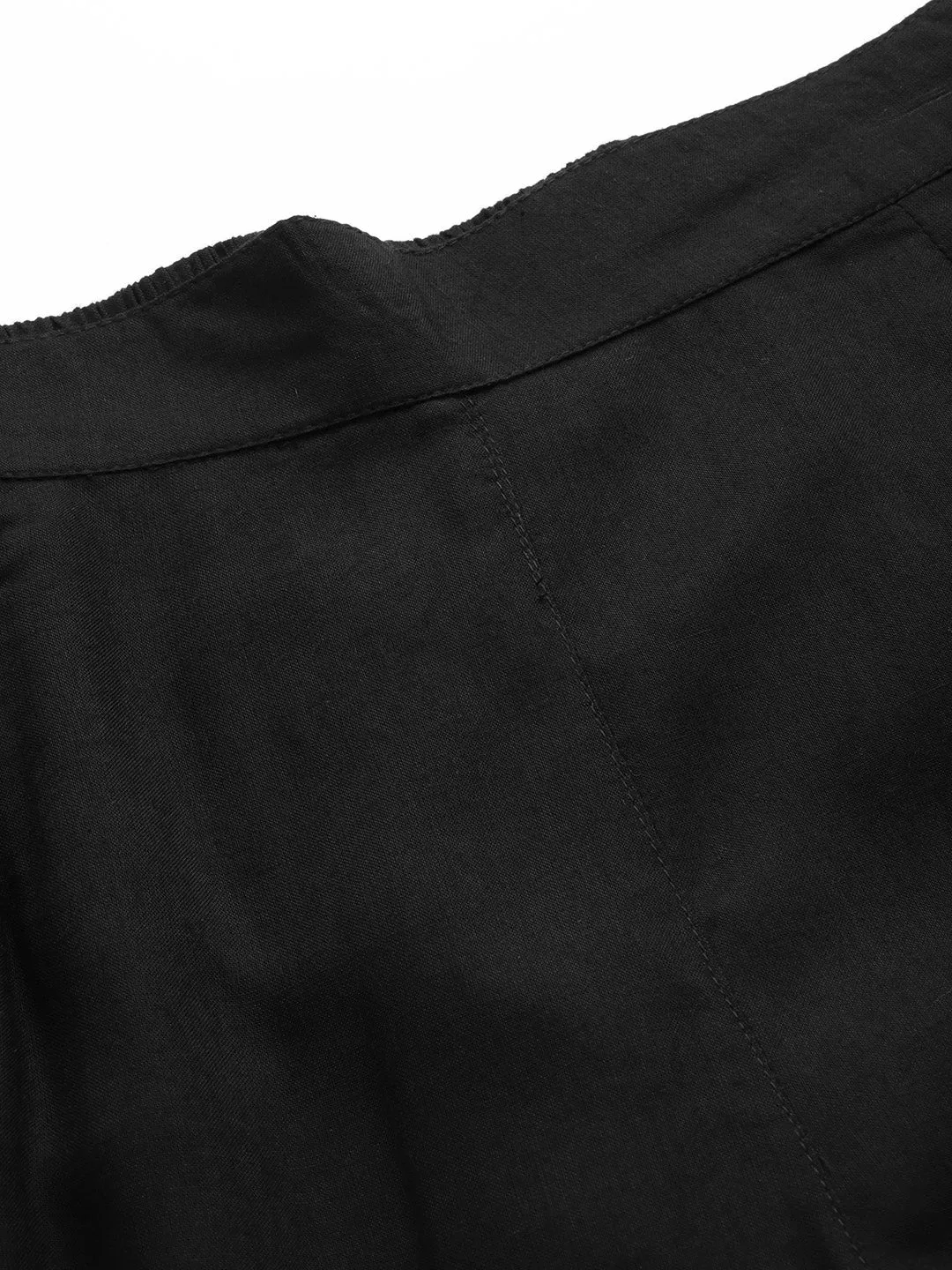 Women Black Side Embroidered Liva Pants