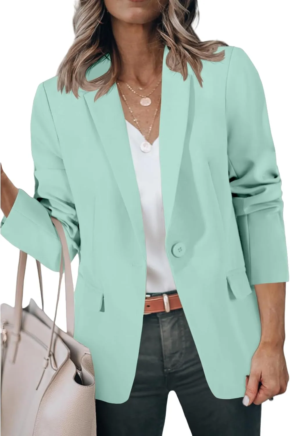 Womens Blazers Dressy Casual Blazers Open Front Long Sleeve Work Office Suit Jackets Lightweight Slim Fit Jackets Coat