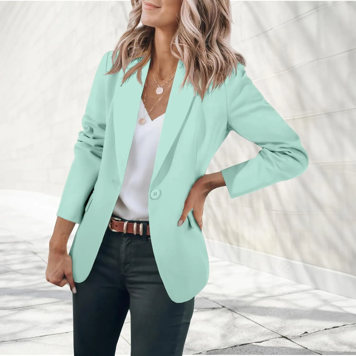 Womens Blazers Dressy Casual Blazers Open Front Long Sleeve Work Office Suit Jackets Lightweight Slim Fit Jackets Coat