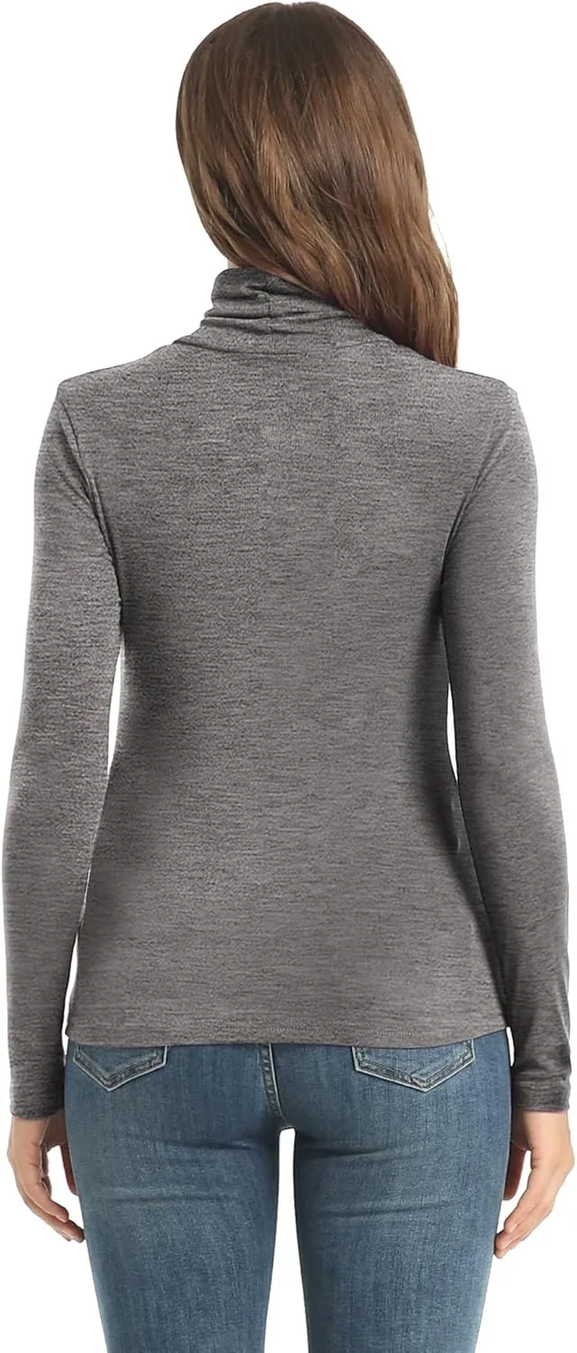 Women's Casual Long Sleeve Turtleneck Tops Slim Fitted Lightweight Base Layer Shirts