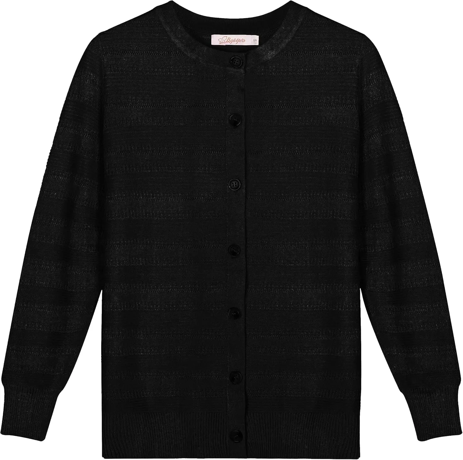 Women's Lightweight Crew Neck Button Down Long Sleeve Cardigan Knit Open Front Sweater