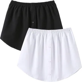 Women's Plus Size Layering Fake Top Lower Sweep Skirt, Cotton A-line Mini Skirt Half-Length Shirt Extender