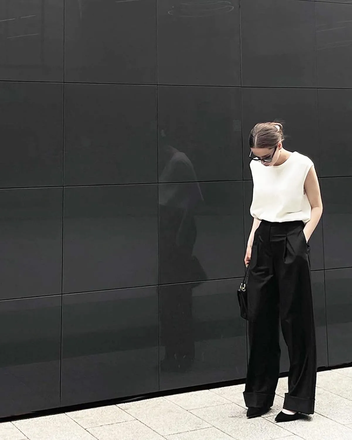 Womens Wide Leg Trousers Pants High Waisted Black Business Work Straight Leg Long Pants