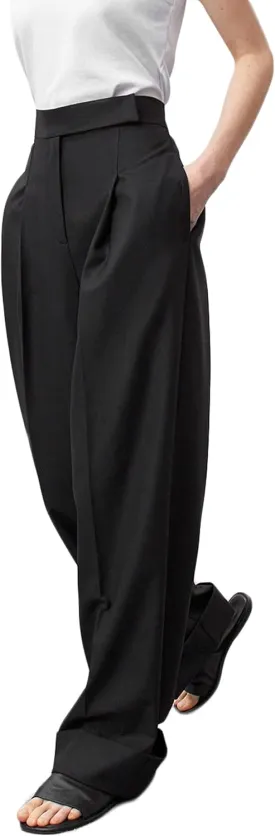 Womens Wide Leg Trousers Pants High Waisted Black Business Work Straight Leg Long Pants