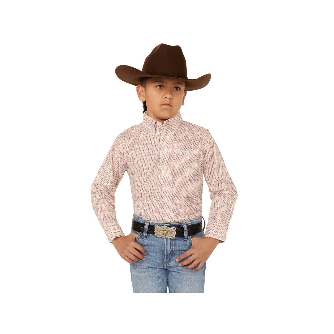 Wrangler Kid's Classic Printed Long Sleeve Button Down Western Shirt