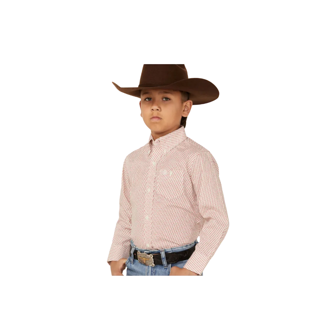 Wrangler Kid's Classic Printed Long Sleeve Button Down Western Shirt