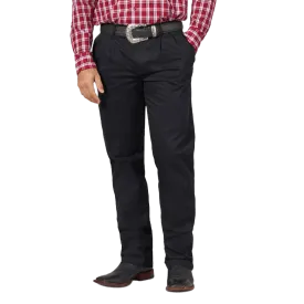 Wrangler Men's Black Pleated Fit Wrinkle Resistant Casual Pants